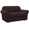 image:imageHVERSAILTEX 3 Piece Stretch Sofa Covers for 2 Cushion Loveseat Couch  Thicker Jacquard Fabric Medium Sofa TaupeChocolate
