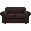 image:imageHVERSAILTEX 3 Piece Stretch Sofa Covers for 2 Cushion Loveseat Couch  Thicker Jacquard Fabric Medium Sofa TaupeChocolate