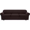 image:imageHVERSAILTEX 3 Piece Stretch Sofa Covers for 2 Cushion Loveseat Couch  Thicker Jacquard Fabric Medium Sofa TaupeChocolate