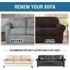 image:imageHVERSAILTEX 3 Piece Stretch Sofa Covers for 2 Cushion Loveseat Couch  Thicker Jacquard Fabric Medium Sofa TaupeChocolate