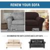 image:imageHVERSAILTEX 3 Piece Stretch Sofa Covers for 2 Cushion Loveseat Couch  Thicker Jacquard Fabric Medium Sofa TaupeChocolate
