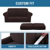 image:imageHVERSAILTEX 3 Piece Stretch Sofa Covers for 2 Cushion Loveseat Couch  Thicker Jacquard Fabric Medium Sofa TaupeChocolate