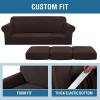 image:imageHVERSAILTEX 3 Piece Stretch Sofa Covers for 2 Cushion Loveseat Couch  Thicker Jacquard Fabric Medium Sofa TaupeChocolate
