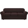 image:imageHVERSAILTEX 3 Piece Stretch Sofa Covers for 2 Cushion Loveseat Couch  Thicker Jacquard Fabric Medium Sofa TaupeChocolate