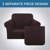 image:imageHVERSAILTEX 3 Piece Stretch Sofa Covers for 2 Cushion Loveseat Couch  Thicker Jacquard Fabric Medium Sofa TaupeChocolate