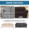 image:imageHVERSAILTEX 3 Piece Stretch Sofa Covers for 2 Cushion Loveseat Couch  Thicker Jacquard Fabric Medium Sofa TaupeChocolate