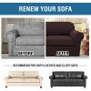 image:imageHVERSAILTEX 3 Piece Stretch Sofa Covers for 2 Cushion Loveseat Couch  Thicker Jacquard Fabric Medium Sofa TaupeChocolate