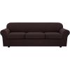 image:imageHVERSAILTEX 3 Piece Stretch Sofa Covers for 2 Cushion Loveseat Couch  Thicker Jacquard Fabric Medium Sofa TaupeChocolate
