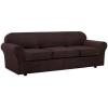 image:imageHVERSAILTEX 3 Piece Stretch Sofa Covers for 2 Cushion Loveseat Couch  Thicker Jacquard Fabric Medium Sofa TaupeChocolate