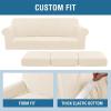 image:imageHVERSAILTEX 3 Piece Stretch Sofa Covers for 2 Cushion Loveseat Couch  Thicker Jacquard Fabric Medium Sofa TaupeCream