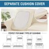 image:imageHVERSAILTEX 3 Piece Stretch Sofa Covers for 2 Cushion Loveseat Couch  Thicker Jacquard Fabric Medium Sofa TaupeCream