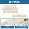 image:imageHVERSAILTEX 3 Piece Stretch Sofa Covers for 2 Cushion Loveseat Couch  Thicker Jacquard Fabric Medium Sofa TaupeCream