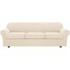 image:imageHVERSAILTEX 3 Piece Stretch Sofa Covers for 2 Cushion Loveseat Couch  Thicker Jacquard Fabric Medium Sofa TaupeCream