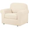 image:imageHVERSAILTEX 3 Piece Stretch Sofa Covers for 2 Cushion Loveseat Couch  Thicker Jacquard Fabric Medium Sofa TaupeCream