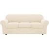 image:imageHVERSAILTEX 3 Piece Stretch Sofa Covers for 2 Cushion Loveseat Couch  Thicker Jacquard Fabric Medium Sofa TaupeCream