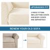 image:imageHVERSAILTEX 3 Piece Stretch Sofa Covers for 2 Cushion Loveseat Couch  Thicker Jacquard Fabric Medium Sofa TaupeCream