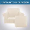 image:imageHVERSAILTEX 3 Piece Stretch Sofa Covers for 2 Cushion Loveseat Couch  Thicker Jacquard Fabric Medium Sofa TaupeCream