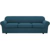 image:imageHVERSAILTEX 3 Piece Stretch Sofa Covers for 2 Cushion Loveseat Couch  Thicker Jacquard Fabric Medium Sofa TaupeDeep Teal