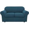 image:imageHVERSAILTEX 3 Piece Stretch Sofa Covers for 2 Cushion Loveseat Couch  Thicker Jacquard Fabric Medium Sofa TaupeDeep Teal