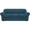 image:imageHVERSAILTEX 3 Piece Stretch Sofa Covers for 2 Cushion Loveseat Couch  Thicker Jacquard Fabric Medium Sofa TaupeDeep Teal