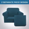 image:imageHVERSAILTEX 3 Piece Stretch Sofa Covers for 2 Cushion Loveseat Couch  Thicker Jacquard Fabric Medium Sofa TaupeDeep Teal