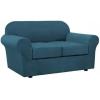 image:imageHVERSAILTEX 3 Piece Stretch Sofa Covers for 2 Cushion Loveseat Couch  Thicker Jacquard Fabric Medium Sofa TaupeDeep Teal