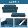 image:imageHVERSAILTEX 3 Piece Stretch Sofa Covers for 2 Cushion Loveseat Couch  Thicker Jacquard Fabric Medium Sofa TaupeDeep Teal