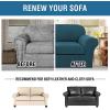 image:imageHVERSAILTEX 3 Piece Stretch Sofa Covers for 2 Cushion Loveseat Couch  Thicker Jacquard Fabric Medium Sofa TaupeDeep Teal