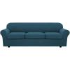 image:imageHVERSAILTEX 3 Piece Stretch Sofa Covers for 2 Cushion Loveseat Couch  Thicker Jacquard Fabric Medium Sofa TaupeDeep Teal