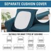 image:imageHVERSAILTEX 3 Piece Stretch Sofa Covers for 2 Cushion Loveseat Couch  Thicker Jacquard Fabric Medium Sofa TaupeDeep Teal