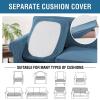 image:imageHVERSAILTEX 3 Piece Stretch Sofa Covers for 2 Cushion Loveseat Couch  Thicker Jacquard Fabric Medium Sofa TaupeDusty Blue