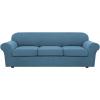 image:imageHVERSAILTEX 3 Piece Stretch Sofa Covers for 2 Cushion Loveseat Couch  Thicker Jacquard Fabric Medium Sofa TaupeDusty Blue