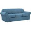 image:imageHVERSAILTEX 3 Piece Stretch Sofa Covers for 2 Cushion Loveseat Couch  Thicker Jacquard Fabric Medium Sofa TaupeDusty Blue