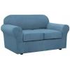 image:imageHVERSAILTEX 3 Piece Stretch Sofa Covers for 2 Cushion Loveseat Couch  Thicker Jacquard Fabric Medium Sofa TaupeDusty Blue