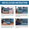 image:imageHVERSAILTEX 3 Piece Stretch Sofa Covers for 2 Cushion Loveseat Couch  Thicker Jacquard Fabric Medium Sofa TaupeDusty Blue