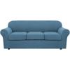 image:imageHVERSAILTEX 3 Piece Stretch Sofa Covers for 2 Cushion Loveseat Couch  Thicker Jacquard Fabric Medium Sofa TaupeDusty Blue