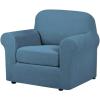 image:imageHVERSAILTEX 3 Piece Stretch Sofa Covers for 2 Cushion Loveseat Couch  Thicker Jacquard Fabric Medium Sofa TaupeDusty Blue