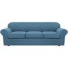 image:imageHVERSAILTEX 3 Piece Stretch Sofa Covers for 2 Cushion Loveseat Couch  Thicker Jacquard Fabric Medium Sofa TaupeDusty Blue