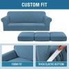image:imageHVERSAILTEX 3 Piece Stretch Sofa Covers for 2 Cushion Loveseat Couch  Thicker Jacquard Fabric Medium Sofa TaupeDusty Blue