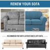 image:imageHVERSAILTEX 3 Piece Stretch Sofa Covers for 2 Cushion Loveseat Couch  Thicker Jacquard Fabric Medium Sofa TaupeDusty Blue