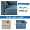 image:imageHVERSAILTEX 3 Piece Stretch Sofa Covers for 2 Cushion Loveseat Couch  Thicker Jacquard Fabric Medium Sofa TaupeDusty Blue