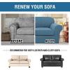 image:imageHVERSAILTEX 3 Piece Stretch Sofa Covers for 2 Cushion Loveseat Couch  Thicker Jacquard Fabric Medium Sofa TaupeDusty Blue