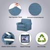 image:imageHVERSAILTEX 3 Piece Stretch Sofa Covers for 2 Cushion Loveseat Couch  Thicker Jacquard Fabric Medium Sofa TaupeDusty Blue