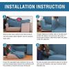 image:imageHVERSAILTEX 3 Piece Stretch Sofa Covers for 2 Cushion Loveseat Couch  Thicker Jacquard Fabric Medium Sofa TaupeDusty Blue