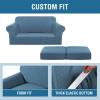 image:imageHVERSAILTEX 3 Piece Stretch Sofa Covers for 2 Cushion Loveseat Couch  Thicker Jacquard Fabric Medium Sofa TaupeDusty Blue