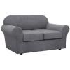 image:imageHVERSAILTEX 3 Piece Stretch Sofa Covers for 2 Cushion Loveseat Couch  Thicker Jacquard Fabric Medium Sofa TaupeGrey