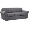 image:imageHVERSAILTEX 3 Piece Stretch Sofa Covers for 2 Cushion Loveseat Couch  Thicker Jacquard Fabric Medium Sofa TaupeGrey