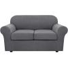 image:imageHVERSAILTEX 3 Piece Stretch Sofa Covers for 2 Cushion Loveseat Couch  Thicker Jacquard Fabric Medium Sofa TaupeGrey