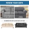image:imageHVERSAILTEX 3 Piece Stretch Sofa Covers for 2 Cushion Loveseat Couch  Thicker Jacquard Fabric Medium Sofa TaupeGrey