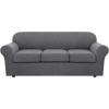 image:imageHVERSAILTEX 3 Piece Stretch Sofa Covers for 2 Cushion Loveseat Couch  Thicker Jacquard Fabric Medium Sofa TaupeGrey